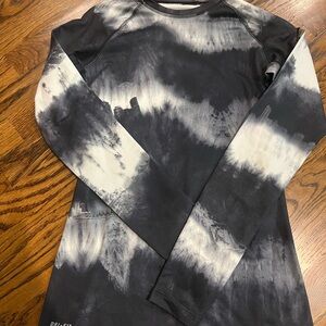 Nike Pro Combat Dri-Fit Fitted Black and White Tie-Dye Long Sleeve Shirt Small